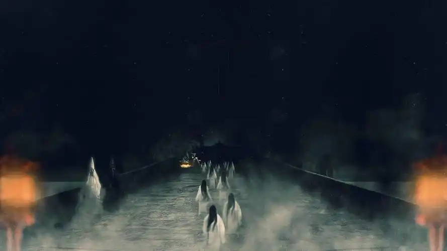 走过奈何桥有一个土台叫望乡台,望乡台边有个老妇人在卖孟婆汤,忘川