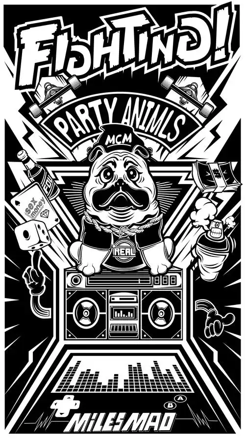 hiphop dog|插画|涂鸦/潮流|milesmao - 原创作品 - 站酷 (zcool)