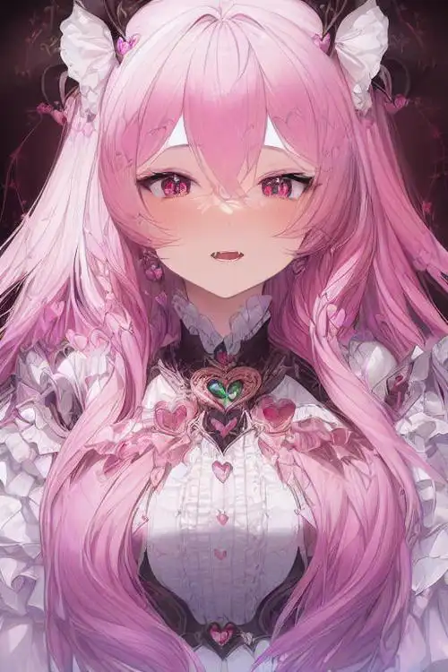 粉毛美女插画图片壁纸