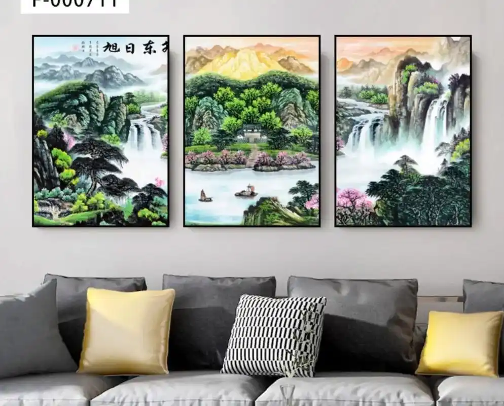 slh-8069 鸿运当头国画山水画风水靠山招财办公室挂画客 - 抖音