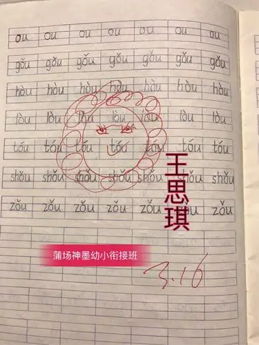 蒲场神墨幼小衔接一班的拼音作业,写得多认真