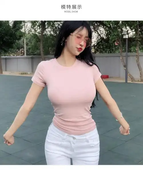 实拍 连大出品 韩国新款夏征服你的性感紧身显胸基本款短袖t恤
