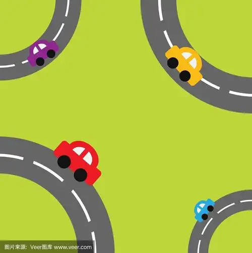 背景与道路拐角和卡通汽车