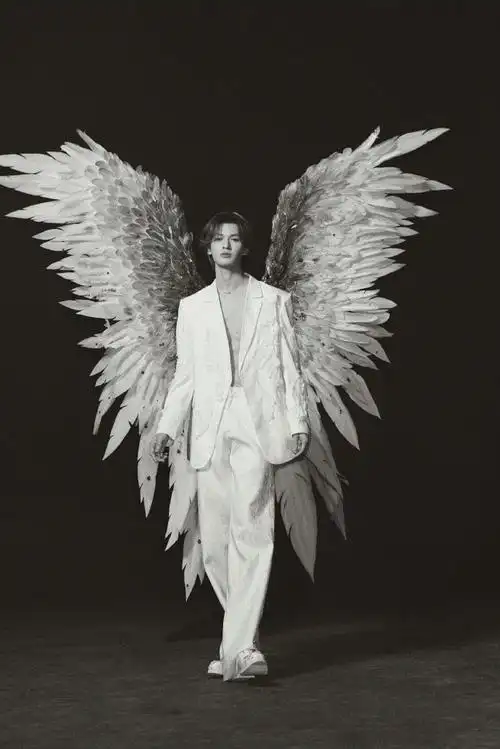 朱正廷天使翅膀造型#78#朱正廷演唱会背着巨型翅膀#  黑白视觉