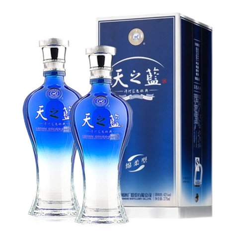 洋河白酒 yanghe 洋河 天之蓝42度375ml*2瓶装绵柔浓香型白酒(内配