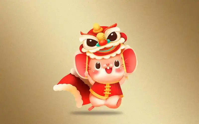 电脑壁纸 节日 节日合集 2020鼠年立体鼠新春贺岁插画