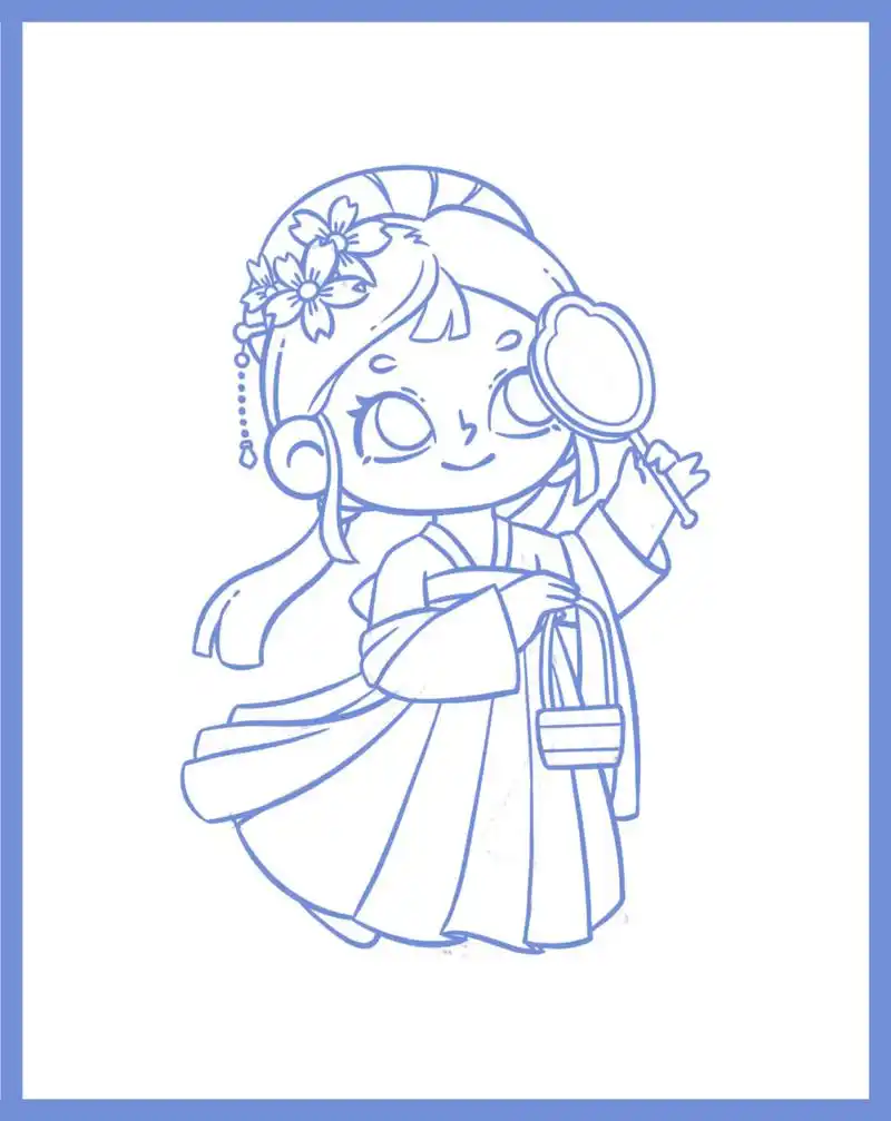 q版古风少女 | 线稿篇 | 豆豆的原创插画 北方有佳人, 绝世而独立.