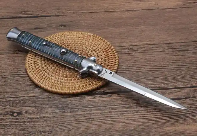 11寸"意大利akc古典跳刀 (仿猛犸象牙柄)