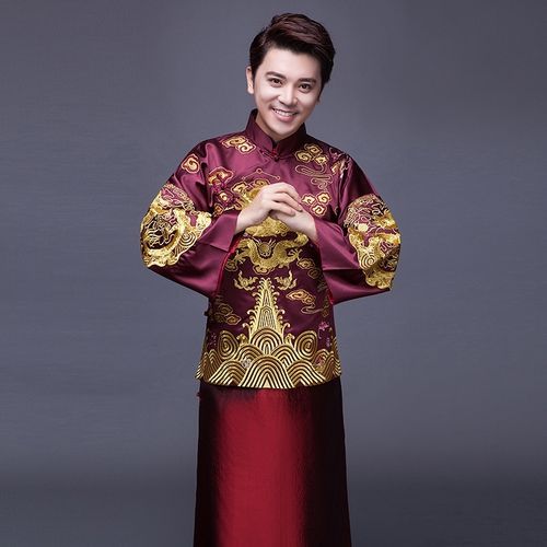 西雅图中式结婚礼服吴奇隆同款秀禾服男款新郎男士敬酒服唐装龙凤褂