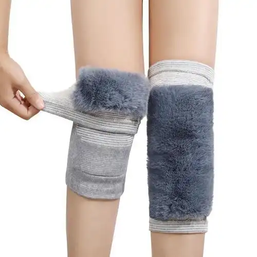 冬季仿獭兔毛护膝保暖老寒腿防寒男女士老人护膝盖保暖骑车加绒厚仿