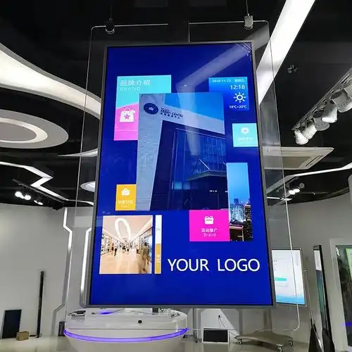 55寸双面吊挂广告机银行商场橱窗吊装高亮双屏一体机