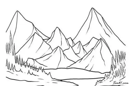 雪山画法简笔画