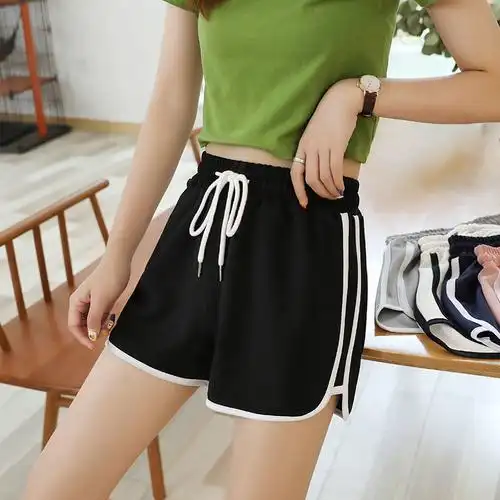 夏季运动短裤女韩版高腰宽松大码学生青年居家睡裤跑步瑜伽三分裤
