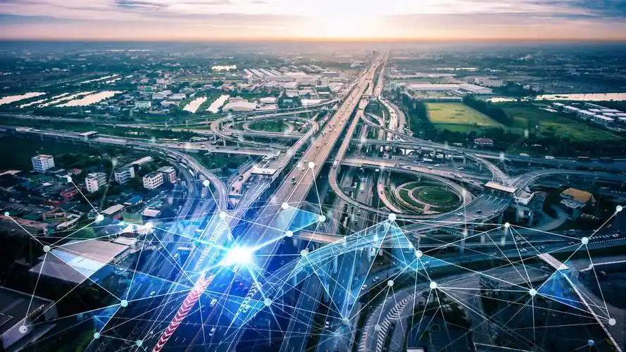 高清图片-智能交通技术的概念,为未来的道路交通.虚拟智能系统进行数