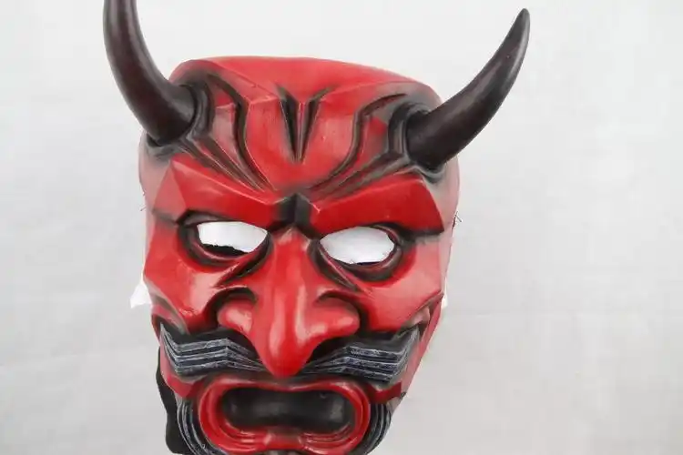 恐怖恶鬼面具吓人般若面具cos日本面罩挂件红恶魔鬼脸獠牙吓人僵尸