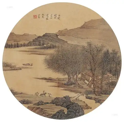*0403水村图 镜心 设色绢本