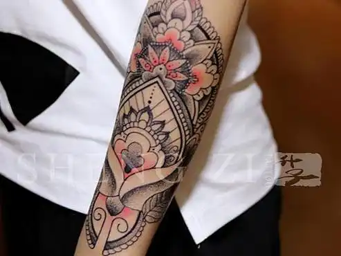 重庆纹身/手臂梵花纹身图案-升子刺青