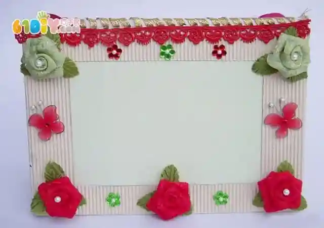 旧台历手工制作玫瑰相框