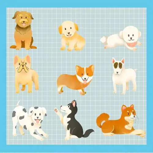 49各种狗狗元素简笔画绘画过程