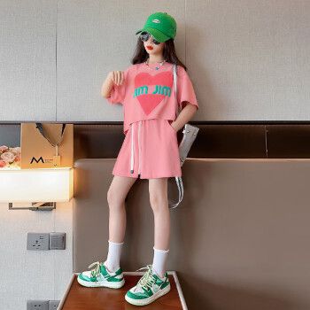 陇水东流女童夏装套装2023洋气儿童运动短裤夏季女大童装五分裤子女孩