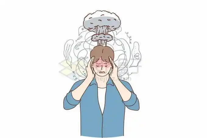 脑子一片混乱的男人头脑要爆炸了线条插画6914005矢量图片免抠素材