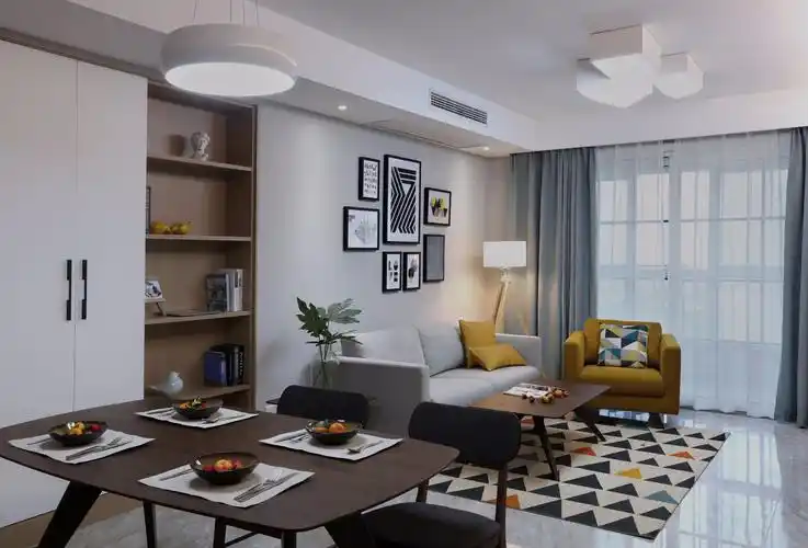 120平三居室北欧风客餐厅装修效果图