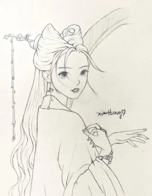 少女线稿  #线稿  #手绘  #古风线稿人像  #古风手绘  #薯队长