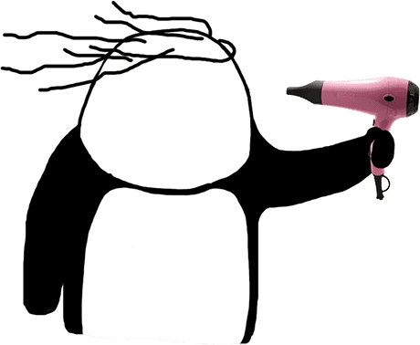 卡通吹风机黑白熊猫gif动图_动态图_表情包下载_soogif