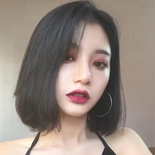 bybrana 假发女短发中分无刘海bobo头网红同款气质短发修脸减龄自然全