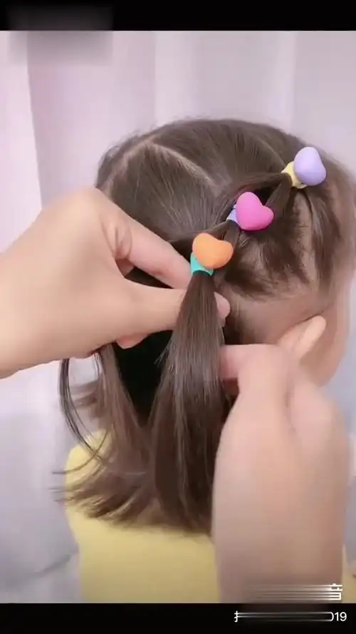 短发宝宝发型来咯,搭配糖果色皮筋太可爱啦儿童编发 发饰 儿童发型