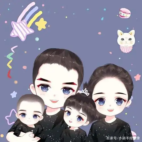 家人团聚,一家三口,四口微信头像,全家福照片