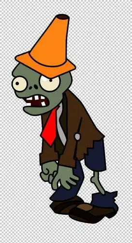 植物大战僵尸里面的路障僵尸简笔画