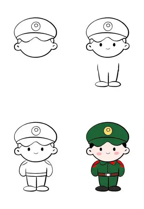 🎖️军人q版简笔画🌟