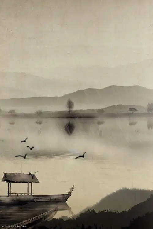 淡雅 水墨 渐变 宁静 复古 中国风 文艺 清新 质感 纹理 意境