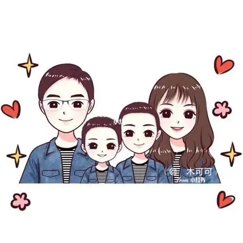 一家人的头像四人分开