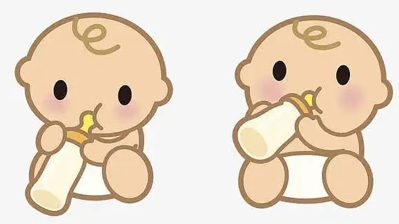 卡通圆滚滚宝宝在喝奶