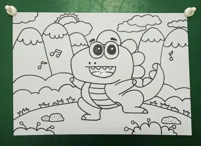 儿童画可爱的小恐龙