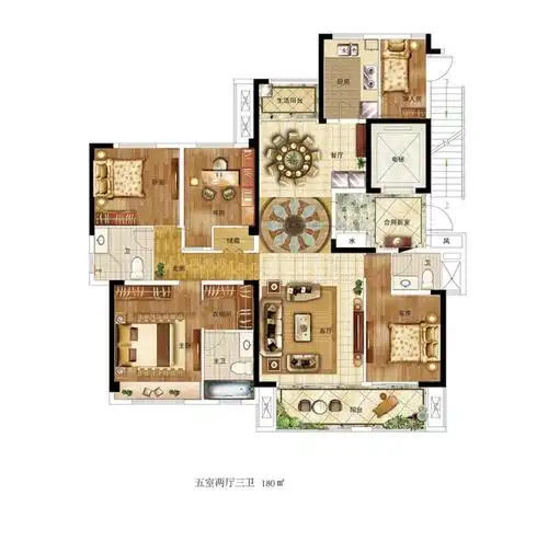 东润城户型图 五室两厅三卫 180㎡