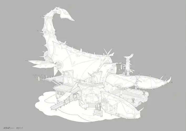 场景原画04单体建筑线稿练习4