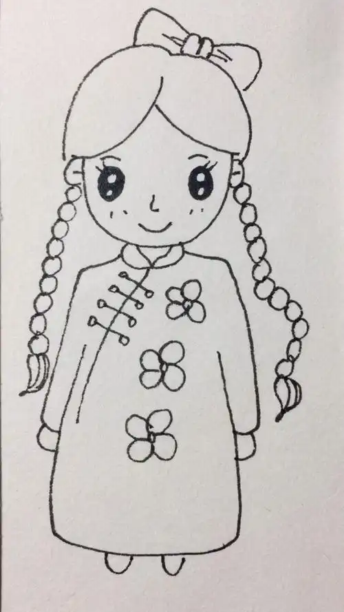 学画小女孩简笔画,快带着孩子来一起画