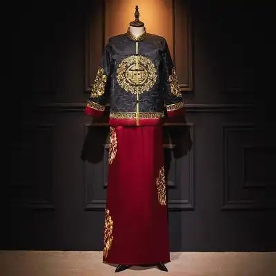 男士中式结婚礼服唐装夏季图片