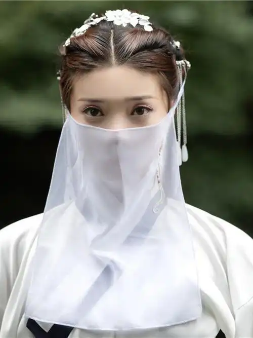 趣仕达新品面纱新款百搭日常古风刺绣花面纱复古代汉服遮脸挂耳超仙