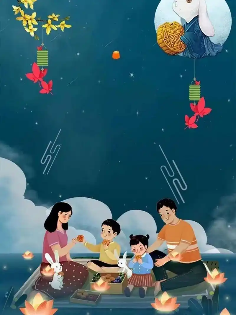 看图写话 中秋赏月 中秋节的傍晚,小林和他的爸爸妈妈一起围坐在院子