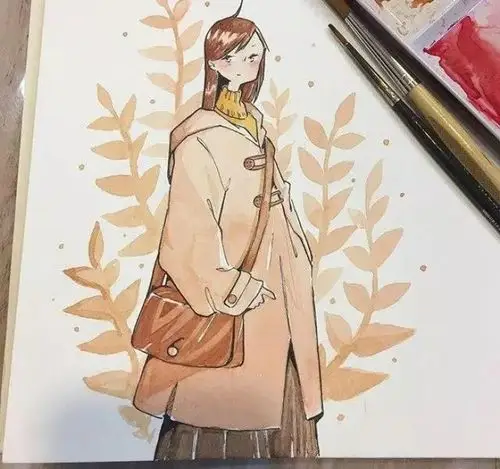 ins作者ikedda 水彩 针管笔 手绘 人物细腻意境精致