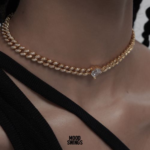 ms情绪波动镀金满钻古巴项链女嘻哈锁骨链choker颈链欧美金银色