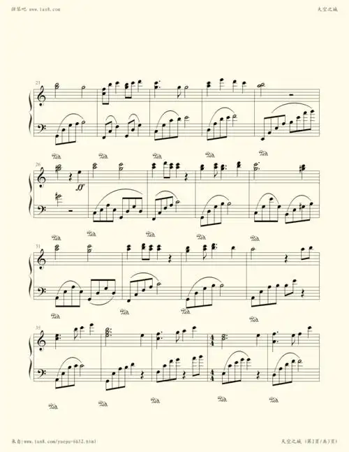 《天空之城-爱琴屋版,钢琴谱》天空之城|弹琴吧|钢琴谱|吉他谱|钢琴曲