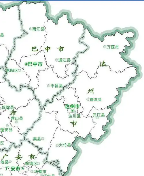 巴中市与达州市地图
