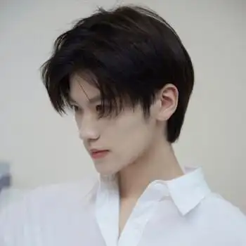 假发男中分刘海短发韩版帅气自然蓬松黑色学生修脸自拍减龄全头套 米