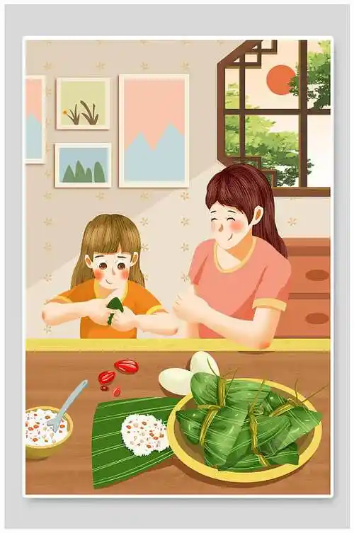 包粽子插画图片-包粽子插画素材下载-众图网