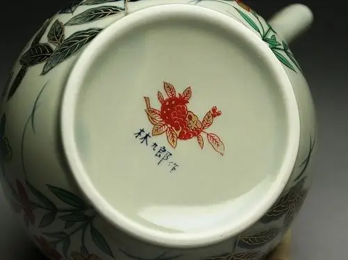 林九郎造 古伊万里窓鶏酒器揃い 急须 ぐい呑み■□懐石料理 料亭